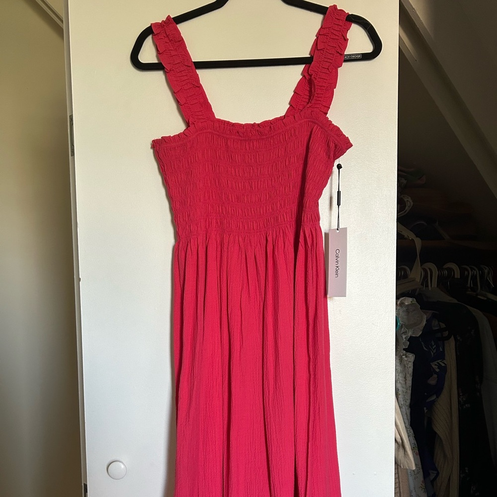 Hot pink summery gauze maxi dress